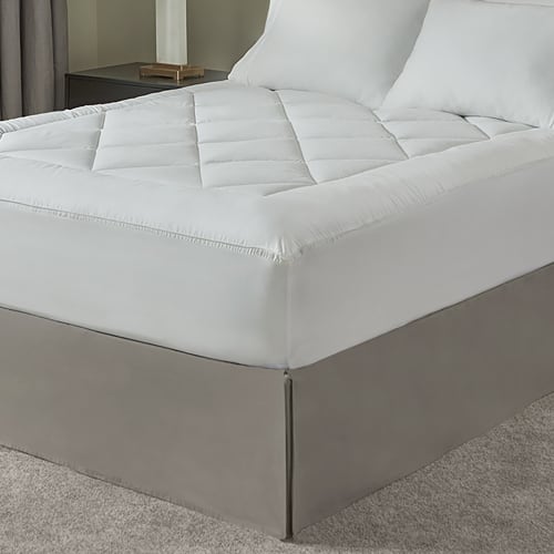 Boutique Mattress Topper Quilted 12 oz Blended Top & Bottom, Full XL/Dbl XL, 54x80, Fitted Skirt